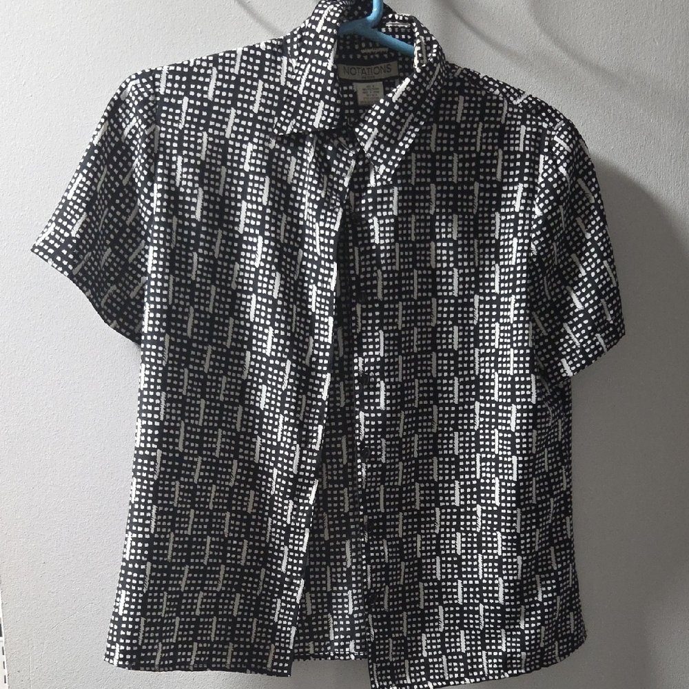 Notations Black and White Geometric Men's Shirt